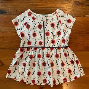 Boutique top with red flowers